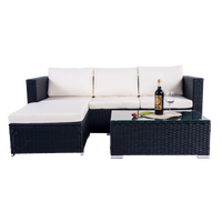 Thumbnail for Mercia 4 Seat Black Rattan Set with white cushions