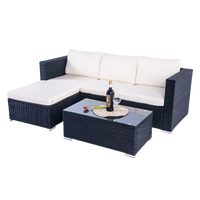 Thumbnail for Mercia 4 Seat Black Rattan Set with white cushions