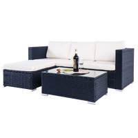 Thumbnail for Mercia 4 Seat Black Rattan Set with white cushions