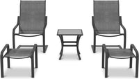 Thumbnail for Brooke 5 piece black bistro set with foot stools