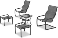 Thumbnail for Brooke 5 piece black bistro set with foot stools