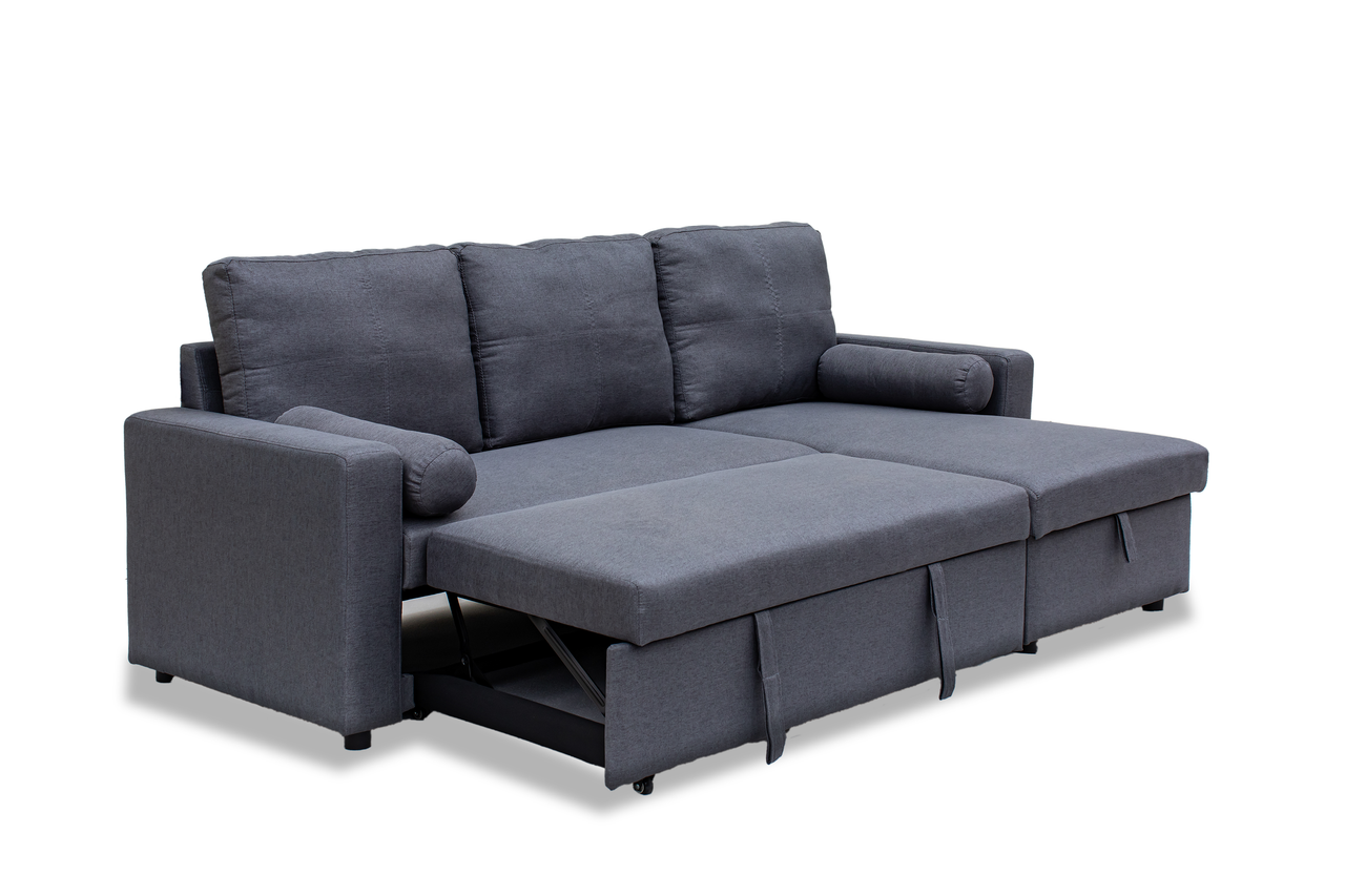 Manhattan Grey 3 Seat Corner Sofa Bed Set - Left or Right