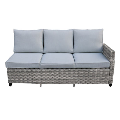 The Maldives Grey Aluminium 9 Seat Corner Gas Firepit Rattan Dining Set - Madefor.Living