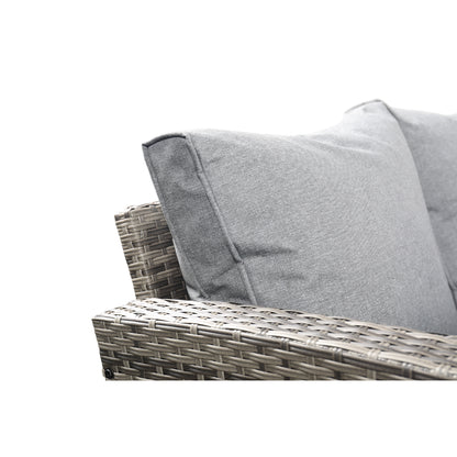 The Conwy 8 Seat Corner Gas Firepit Rattan Dining Set Dark Grey