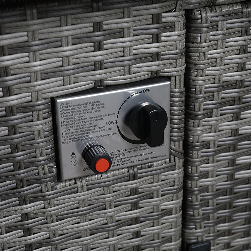 The Conwy 8 Seat Corner Gas Firepit Rattan Dining Set Dark Grey