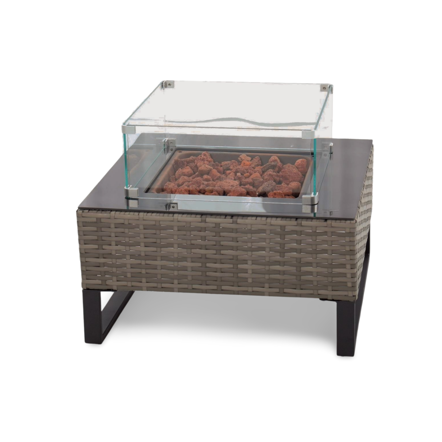 The Palma Grey Firepit Rattan Corner with Storage