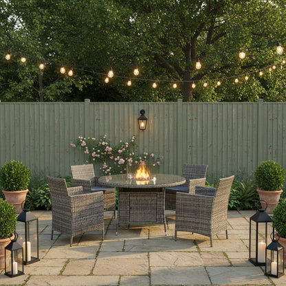 Amazon Rattan Fire Pit Dining Set - Round Table with 4 Chairs