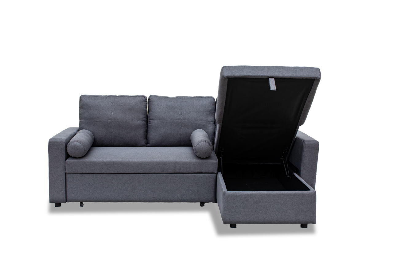 Manhattan Grey 3 Seat Corner Sofa Bed Set - Left or Right