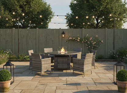Amazon Rattan Fire Pit Dining Set - Round Table with 6 Chairs - Madefor.Living