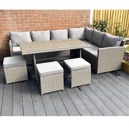 The Knutsford 9 Seat Corner Rattan Dining Set - Madefor.Living