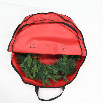 Christmas Xmas Wreath Decoration Zip Up Sack Fabric Storage Bag