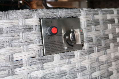 The Maldives Grey Aluminium 9 Seat Corner Gas Firepit Rattan Dining Set - Madefor.Living