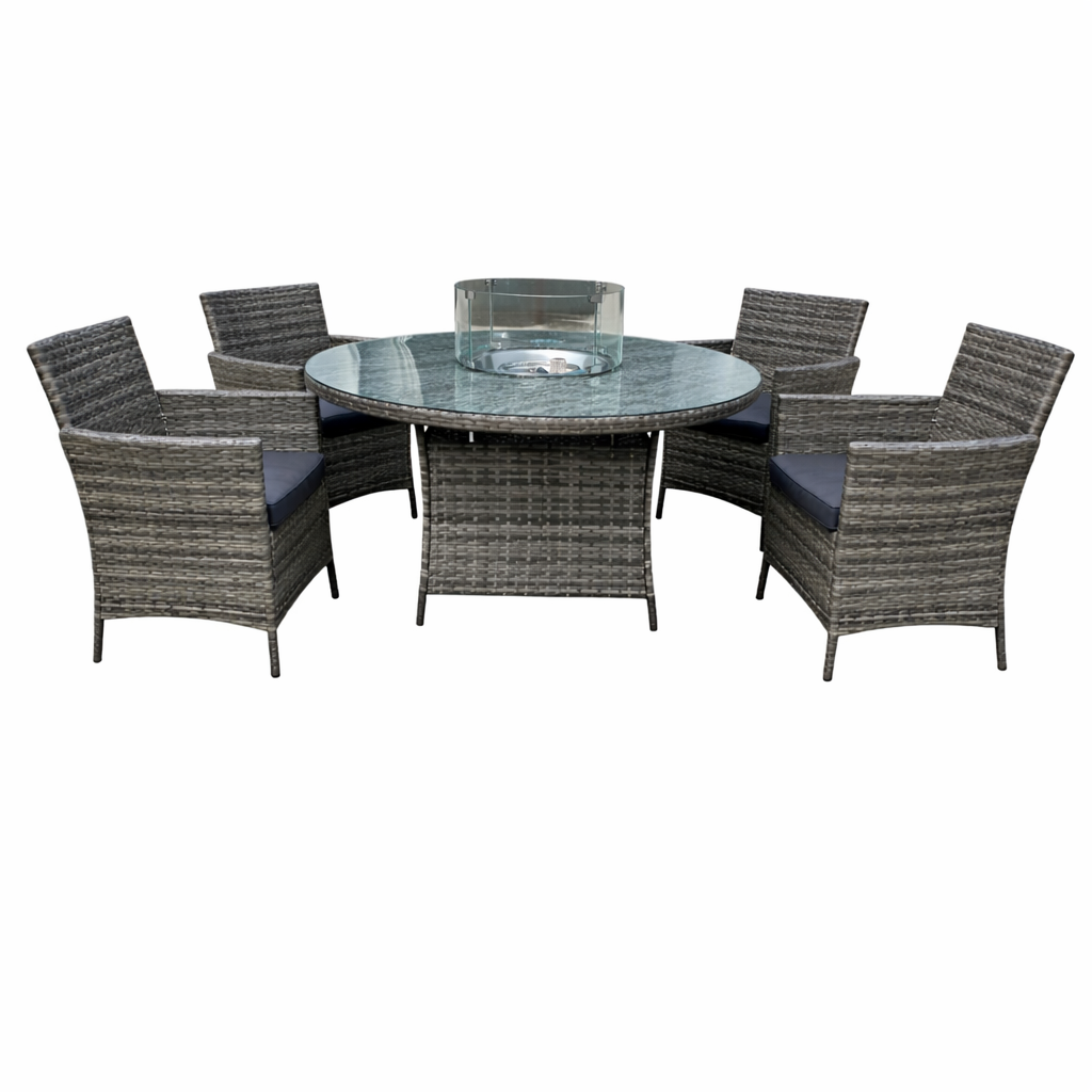 Amazon Rattan Fire Pit Dining Set - Round Table & 4 Chairs - Madefor.Living