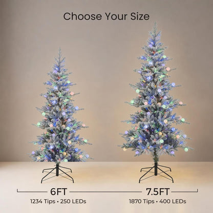 Aurora Winter Glow Flocked White Multi-Colour Christmas Tree