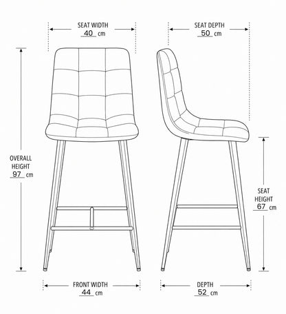 Erica Plush Velvet Comfort Bar Stools - Set of 4