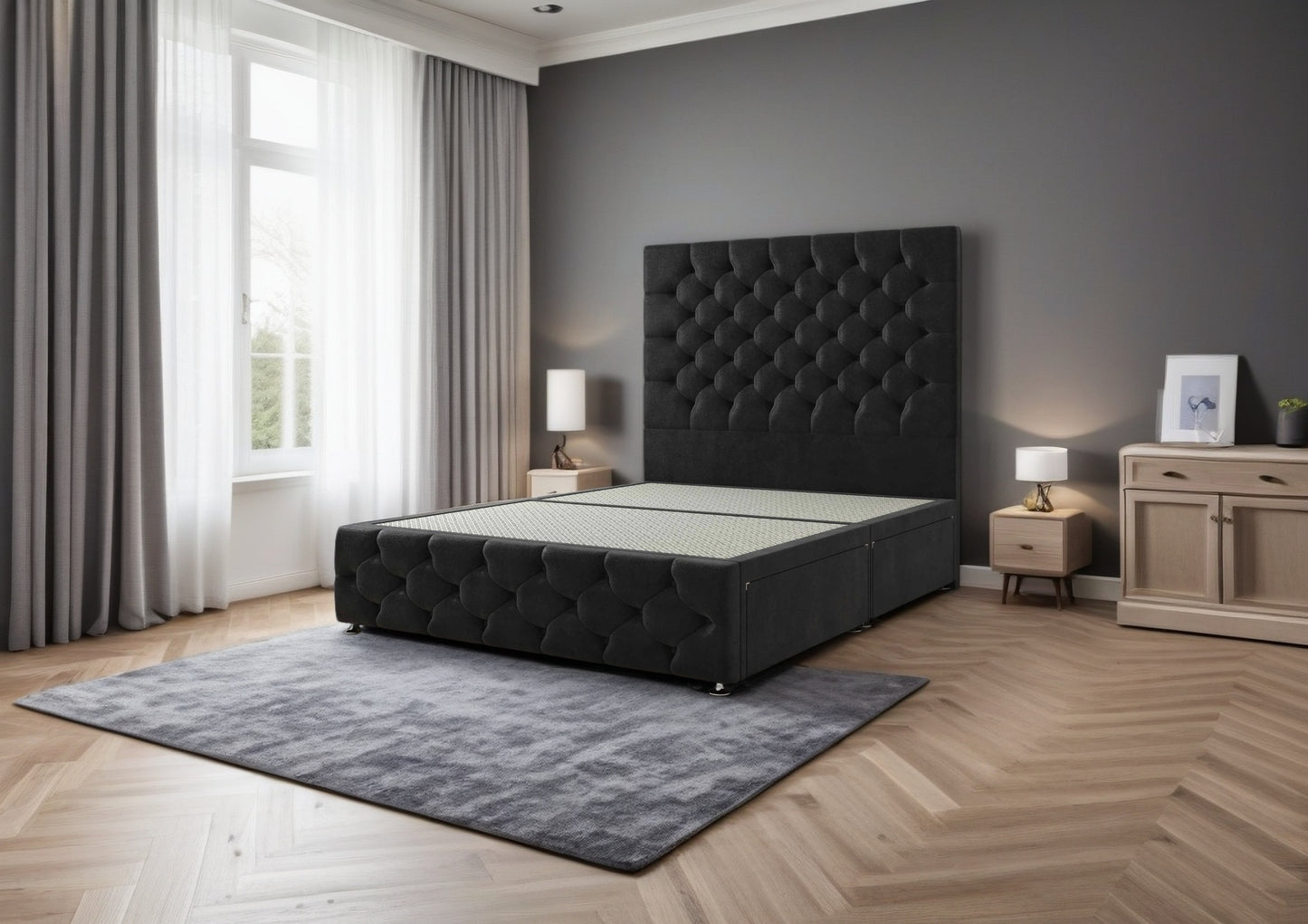 Jeeves Divan Bed Set with 2 Drawer, headboard and footboard - Choice of Mattress