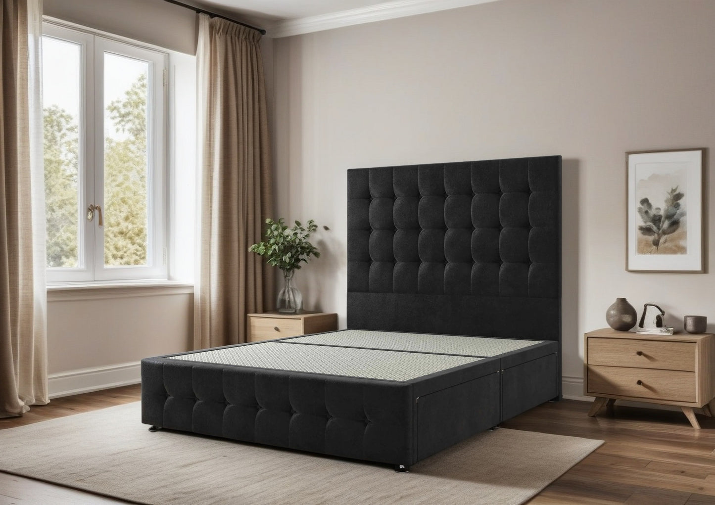 Trier Divan Bed Set with 2 Drawers, headboard and footboard - Choice of Mattress