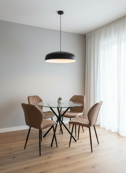 New York Dining Table with 4 Jaydn Leather Chairs