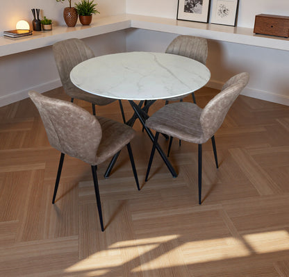 Seattle Dining Table with 4 Jaydn Leather Chairs