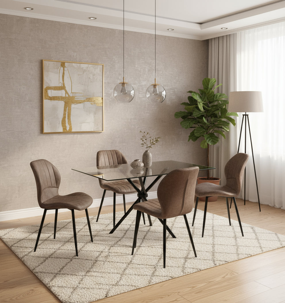 Miami Dining Table with 4 Jaydn Leather Chairs