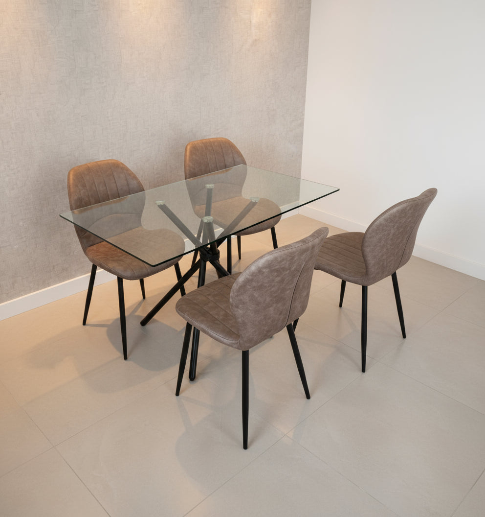 Miami Dining Table with 4 Jaydn Leather Chairs