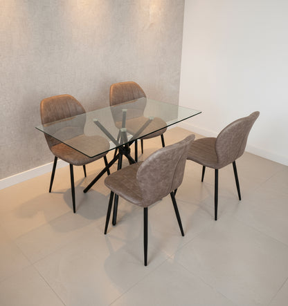 Miami Dining Table with 4 Jaydn Leather Chairs