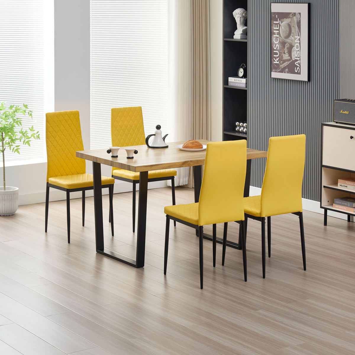 Colorado Dining Table with 4 Emily Leather Chairs