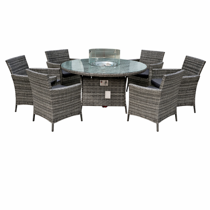 Amazon Rattan Fire Pit Dining Set - Round Table & 6 Chairs - Madefor.Living