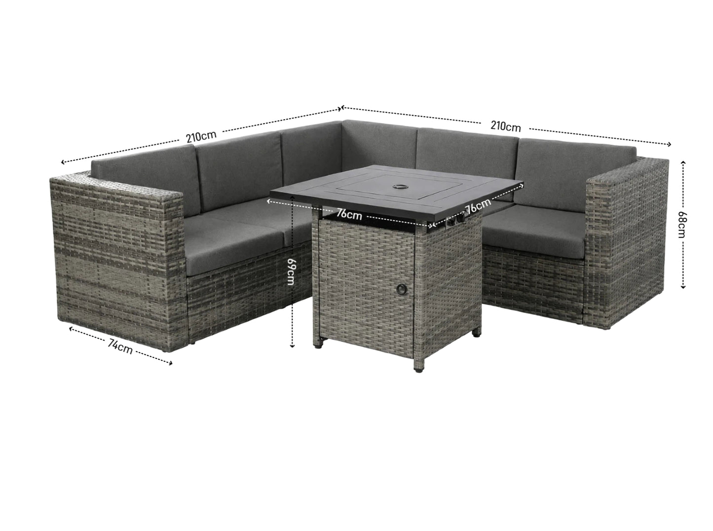 Ascot Fire Pit Garden Set – Grey
