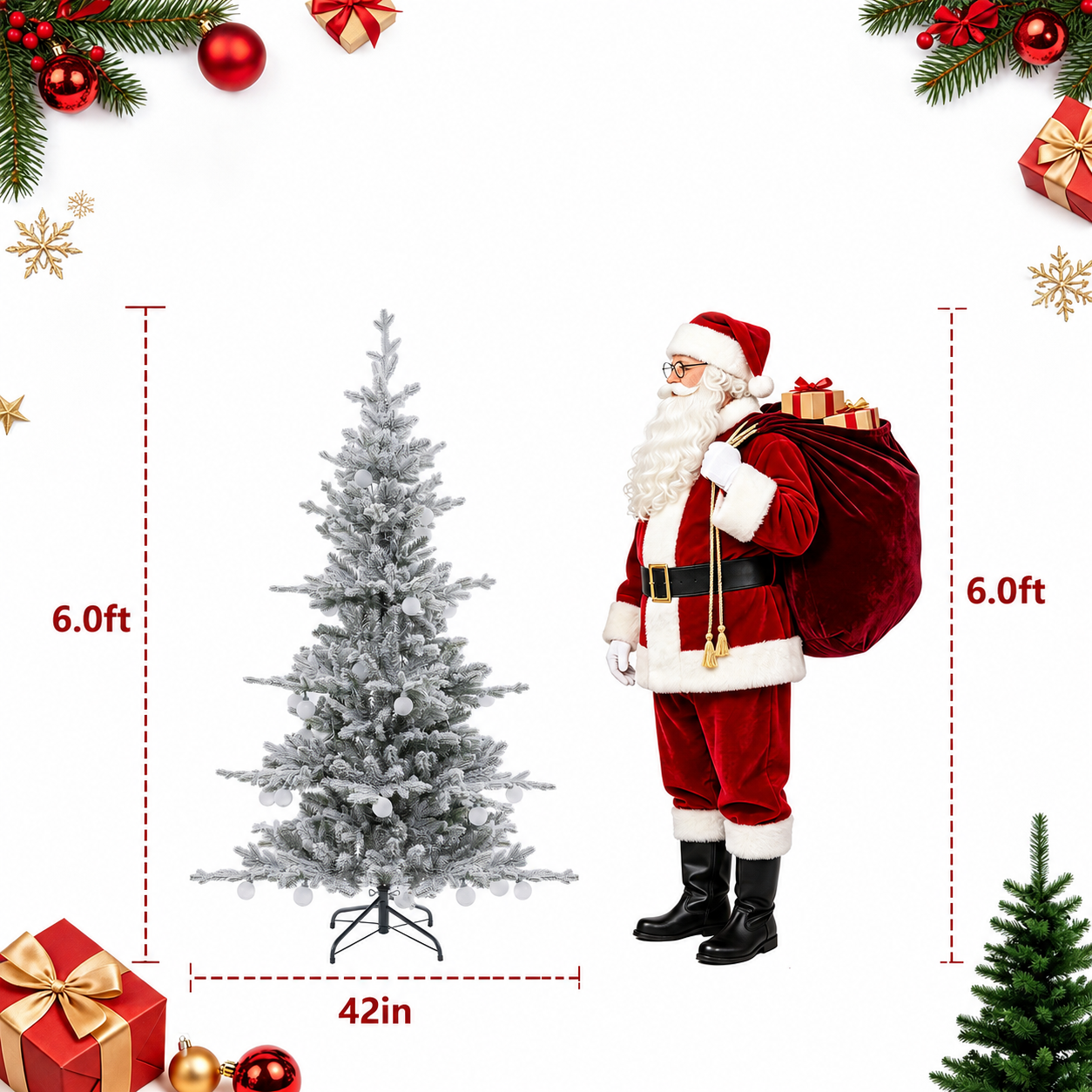 Aurora Winter Glow 6ft Flocked White Multi-Colour Christmas Tree