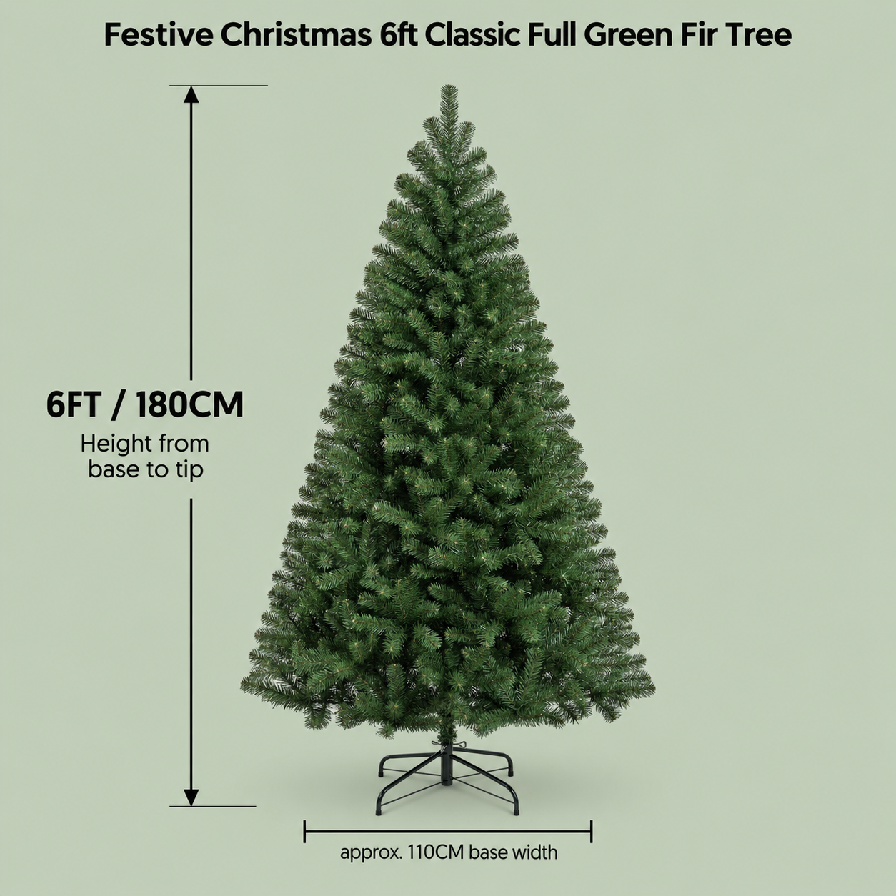 Festive Christmas 6ft Classic Full Green Fir Tree