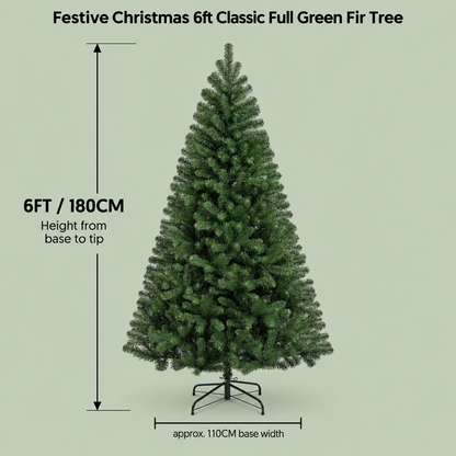 Festive Christmas 6ft Classic Full Green Fir Tree