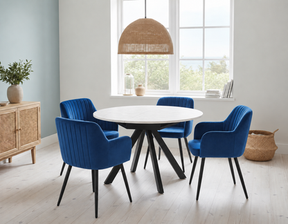 Harley Extendable Dining Table  with 4 Charlotte Velvet Chairs