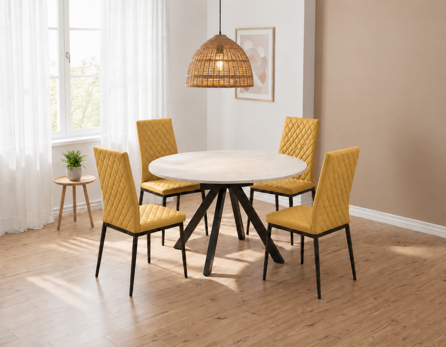 Harley Extendable Dining Table with 4 Emily Chairs