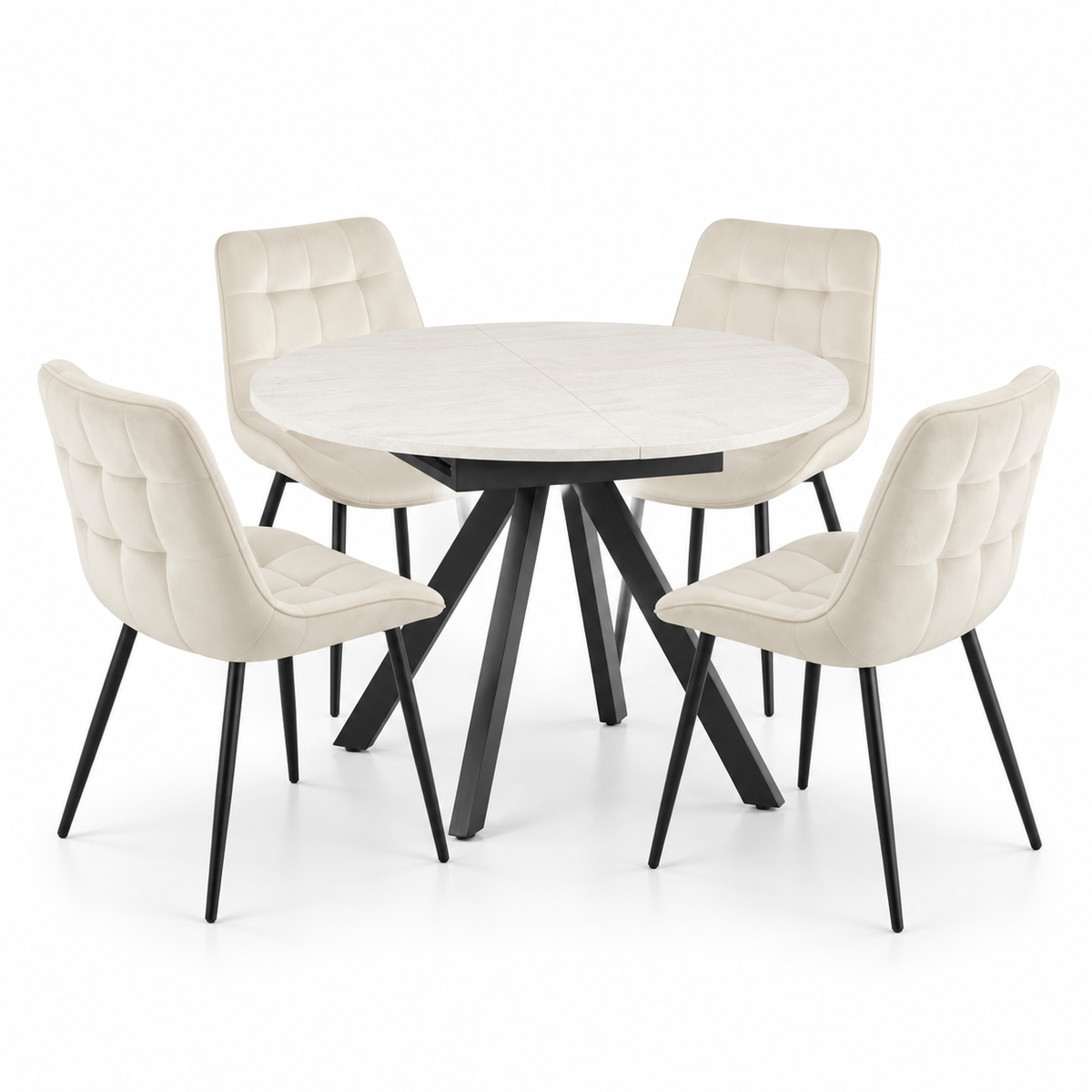 Harley Extendable Dining Table with 4 Erica Chairs