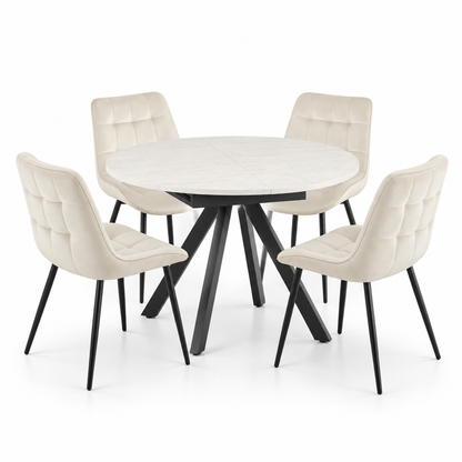 Harley Extendable Dining Table with 4 Erica Chairs