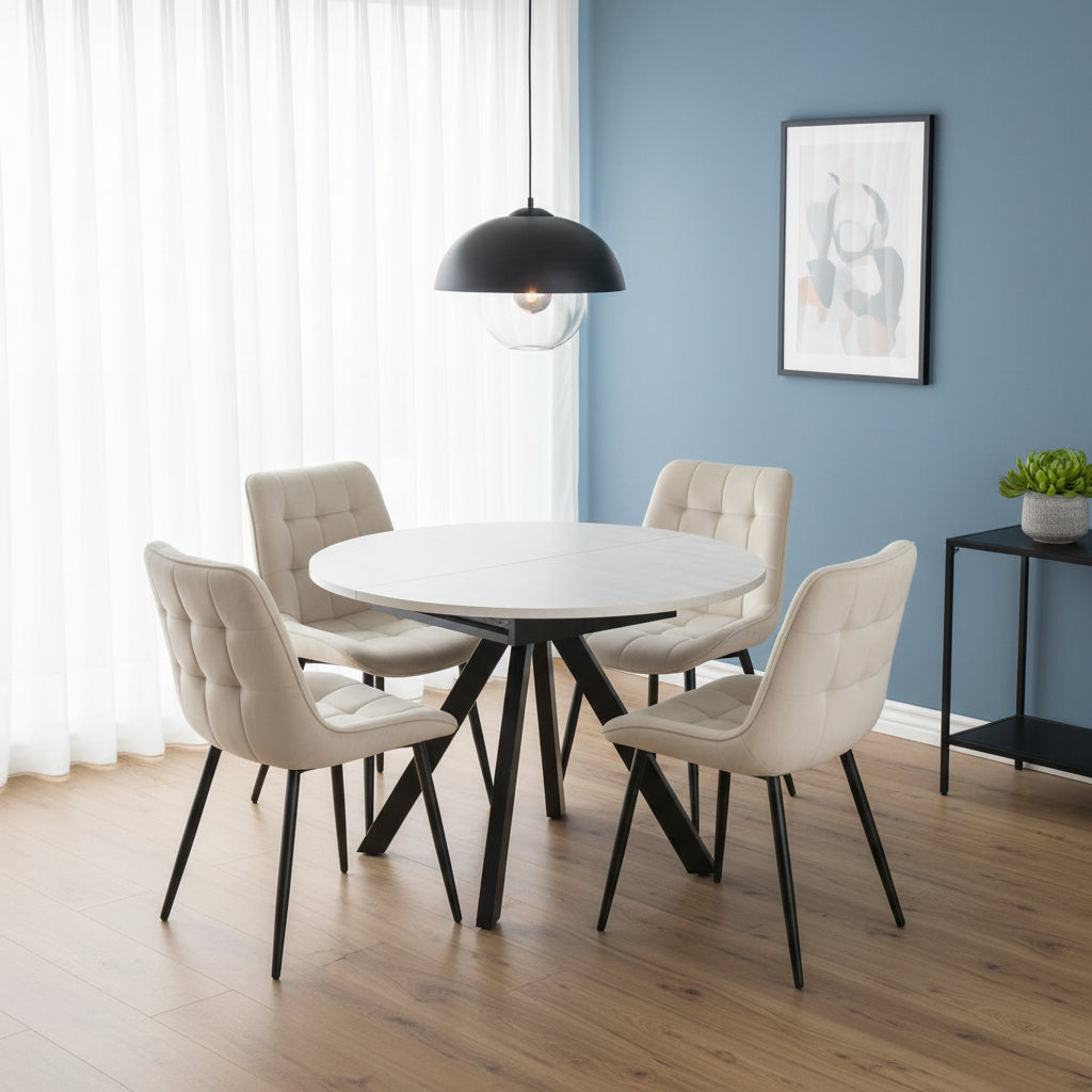 Harley Extendable Dining Table with 4 Erica Chairs