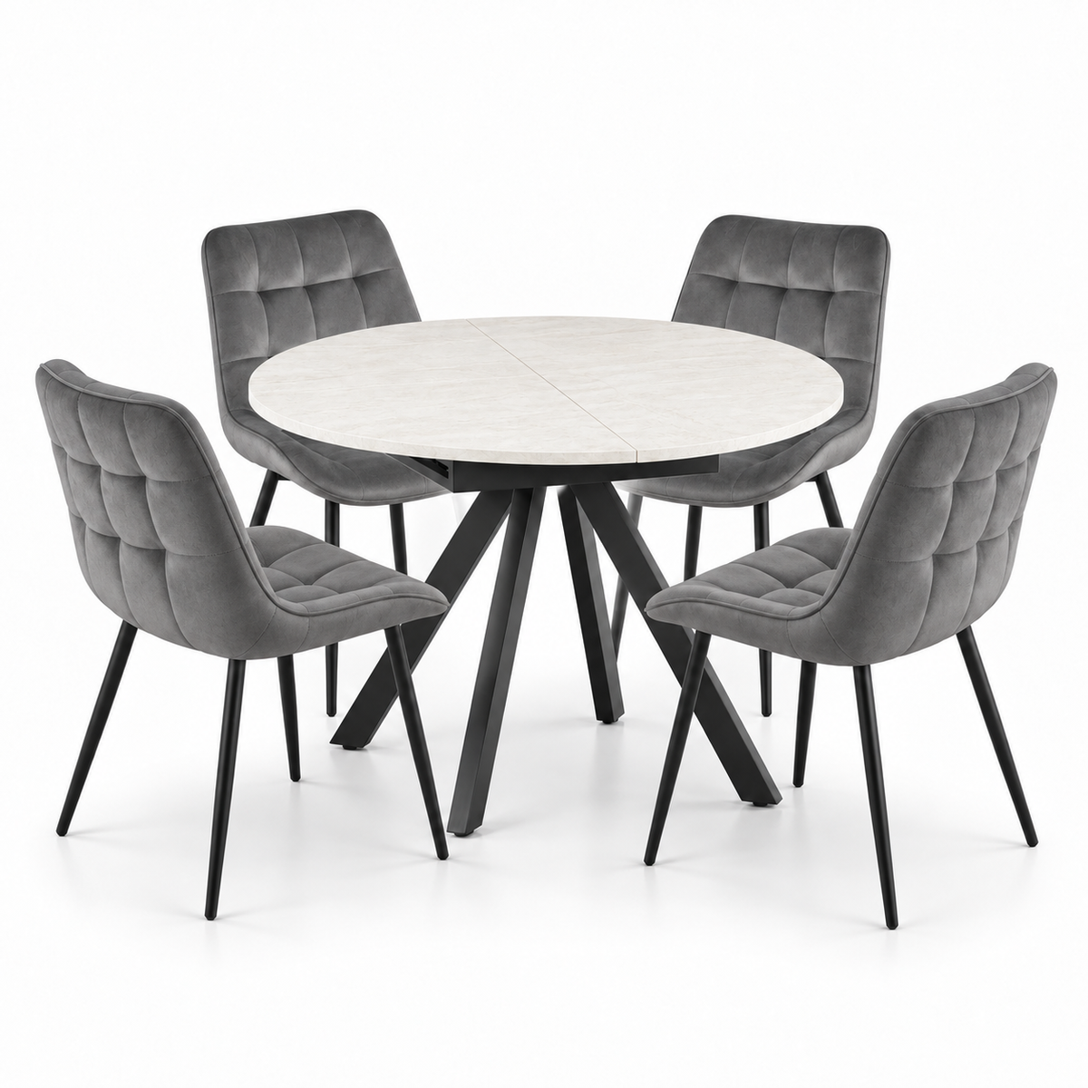 Harley Extendable Dining Table with 4 Erica Chairs