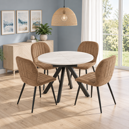 Harley Extendable Dining Table with 4 Jaydn Chairs