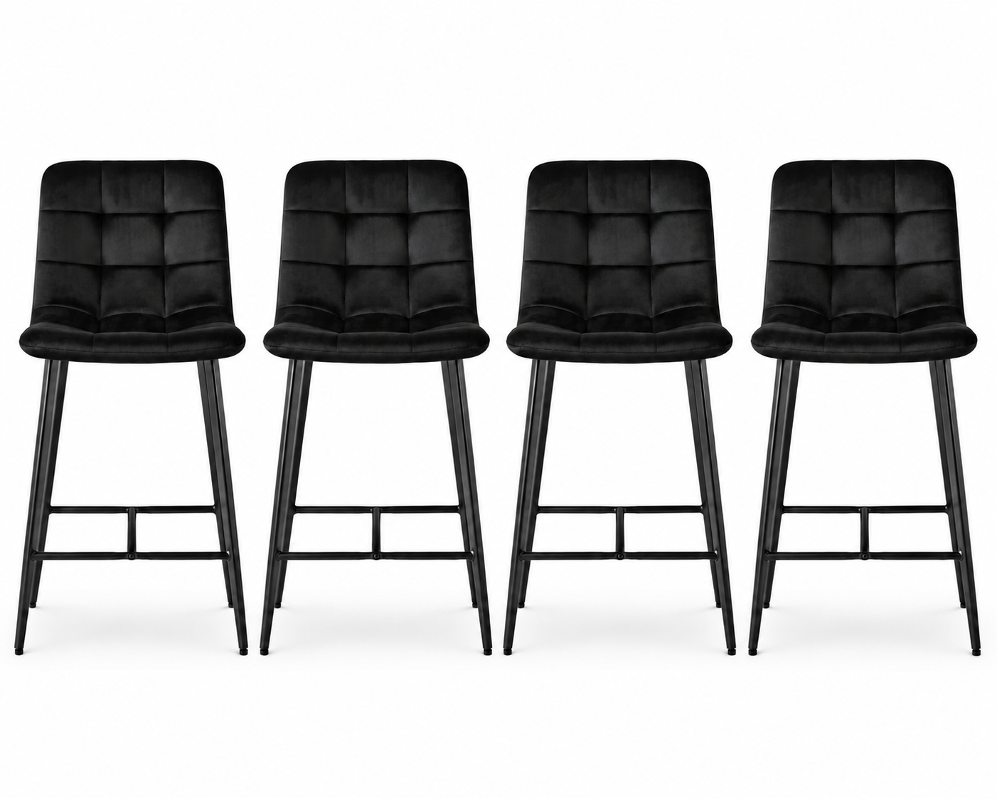 Erica Plush Velvet Comfort Bar Stools - Set of 4