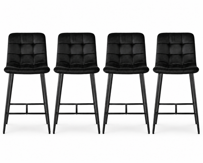 Erica Plush Velvet Comfort Bar Stools - Set of 4