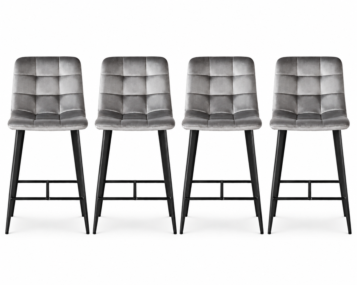 Erica Plush Velvet Comfort Bar Stools - Set of 4