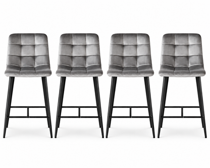 Erica Plush Velvet Comfort Bar Stools - Set of 4