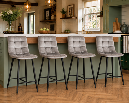 Erica Plush Velvet Comfort Bar Stools - Set of 4