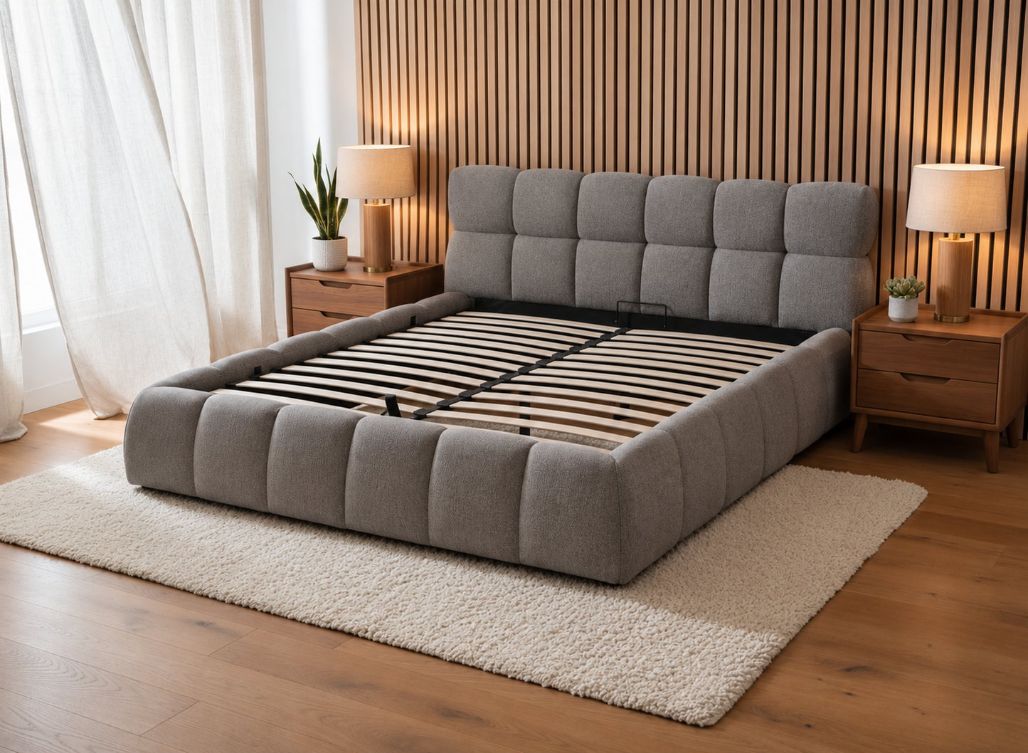 The Maya Upholstered Soft Plush Ottoman Bed Frame