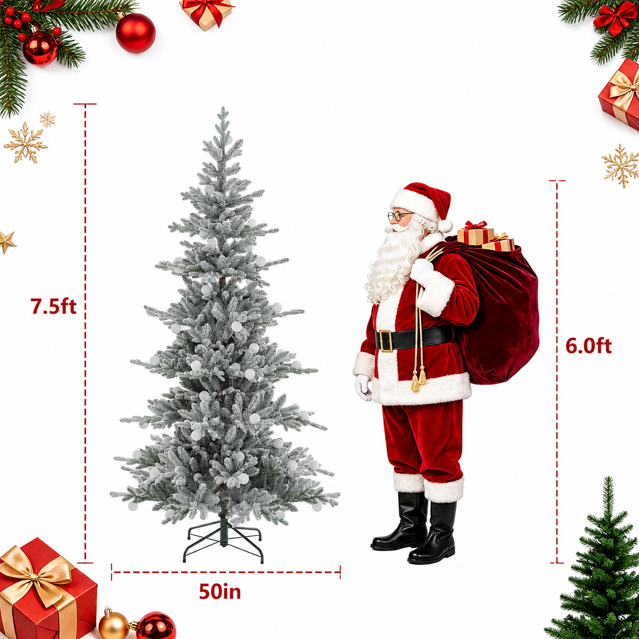 Aurora Winter Glow 6ft Flocked White Multi-Colour Christmas Tree