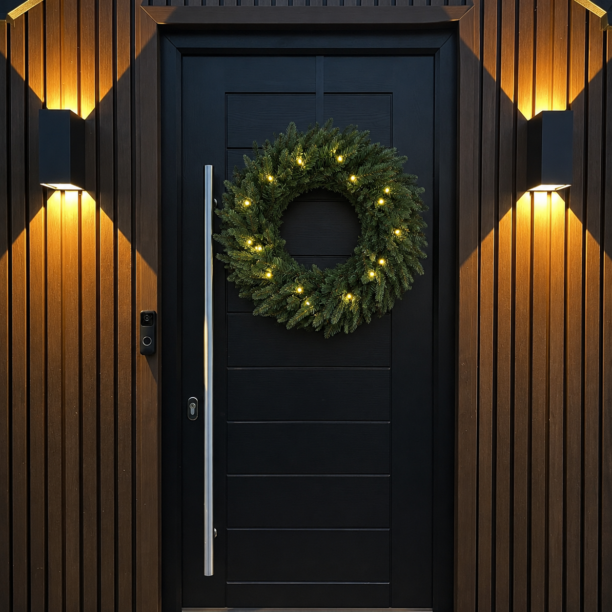 60cm Premium Mixed branch prelit Green Wreath - with timer