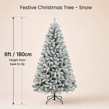 Festive Christmas 6 FT Snow tipped Full Christmas Tree
