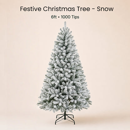 Festive Christmas 6 FT Snow tipped Full Christmas Tree