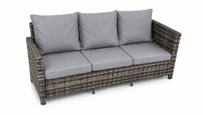The Maldives Grey Aluminium 9 Seat Corner Gas Firepit Rattan Dining Set